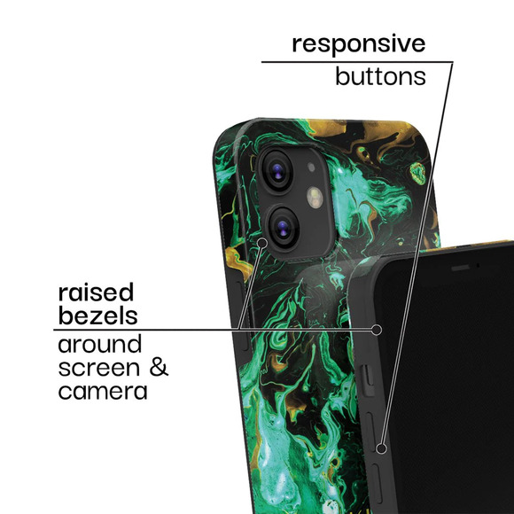 iPhone 13 Pro Max Snap On Phone Case, Misty Emerald, Black and Green, KULT - Picture 4 of 6